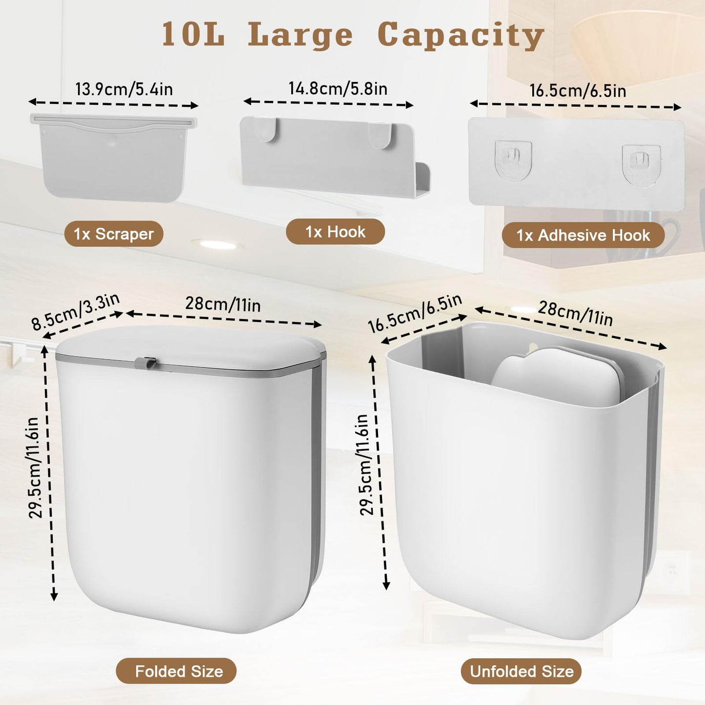 CUBO BASURA PLEGABLE, BLANCO