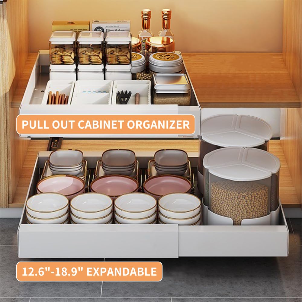 🗄️✨ Organizador de Cocina Extensible – Cajón Telescópico Blanco para Tablas y Bandejas 🥄🔪
