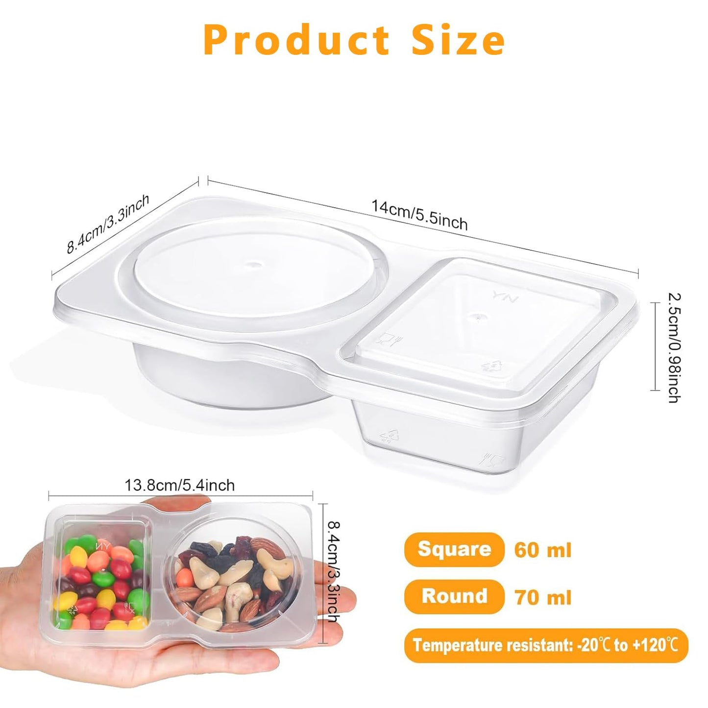 🥗 Set de 20 Contenedores Doble Compartimento Quixotical – Reutilizables, Prácticos y Sin Derrames