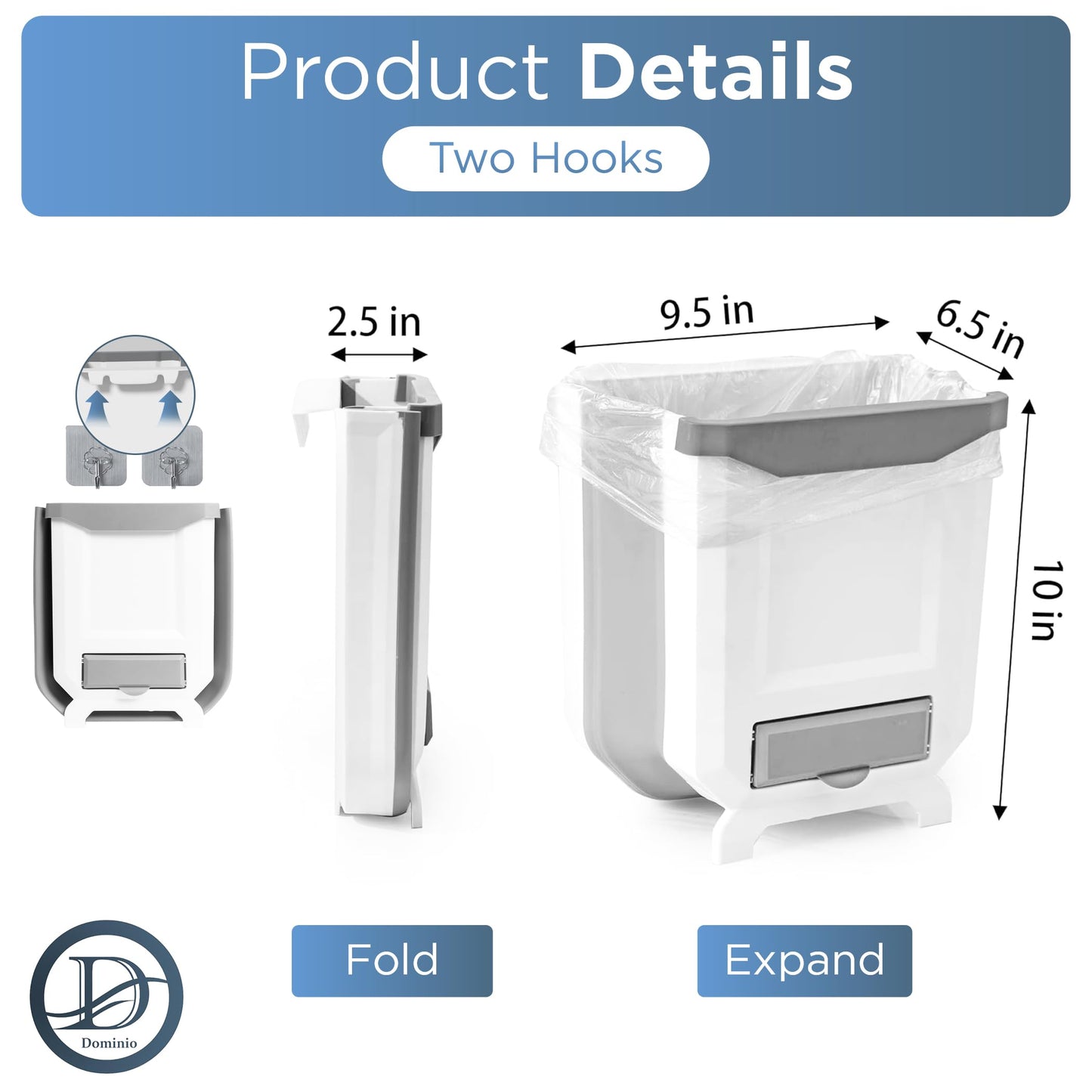 CUBO DE BASURA PLEGABLE, GRIS