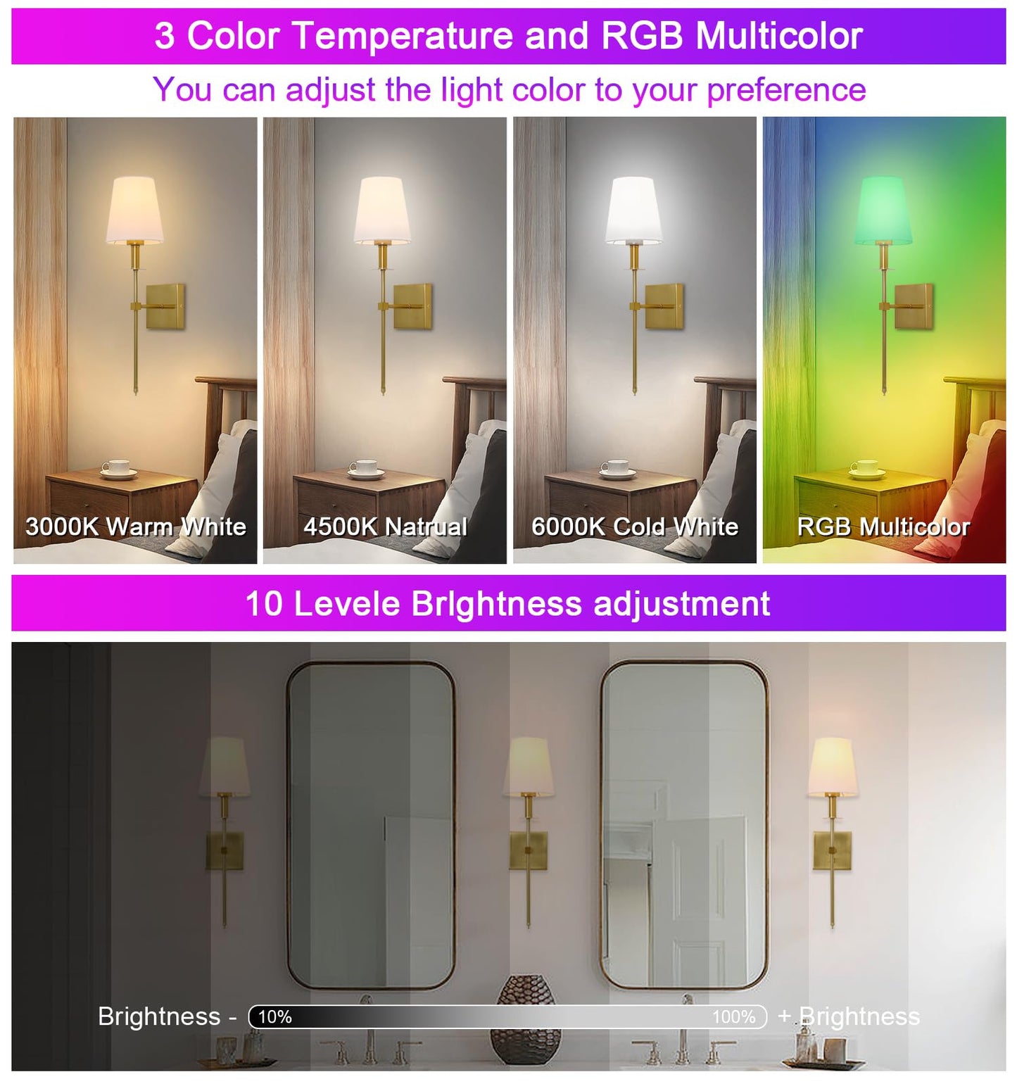 💡✨ Apliques de Pared Recargables x2 – Sin Cables, Regulables con Mando, Instalación Fácil 🎨🔋