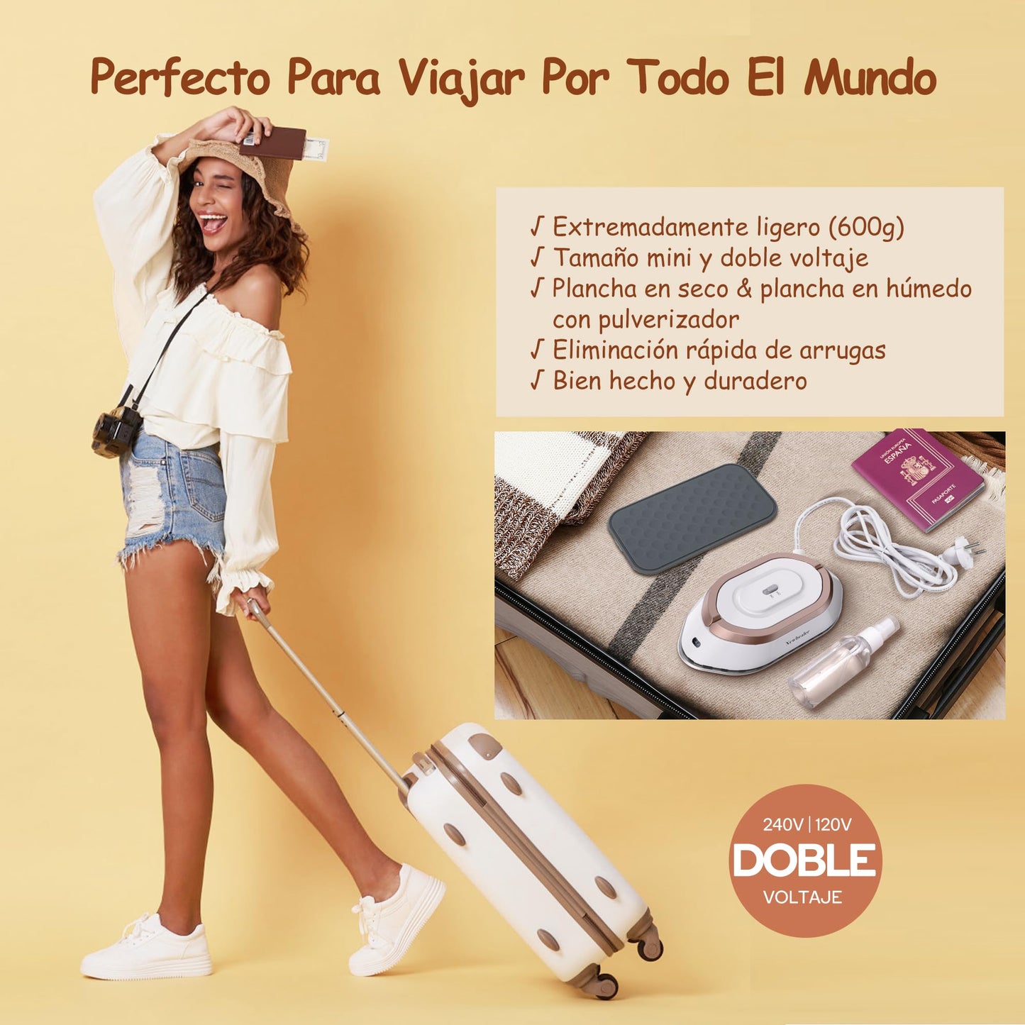 ✨🔥 Mini Plancha Portátil – Oro Compacta y Eficiente 🌍👚