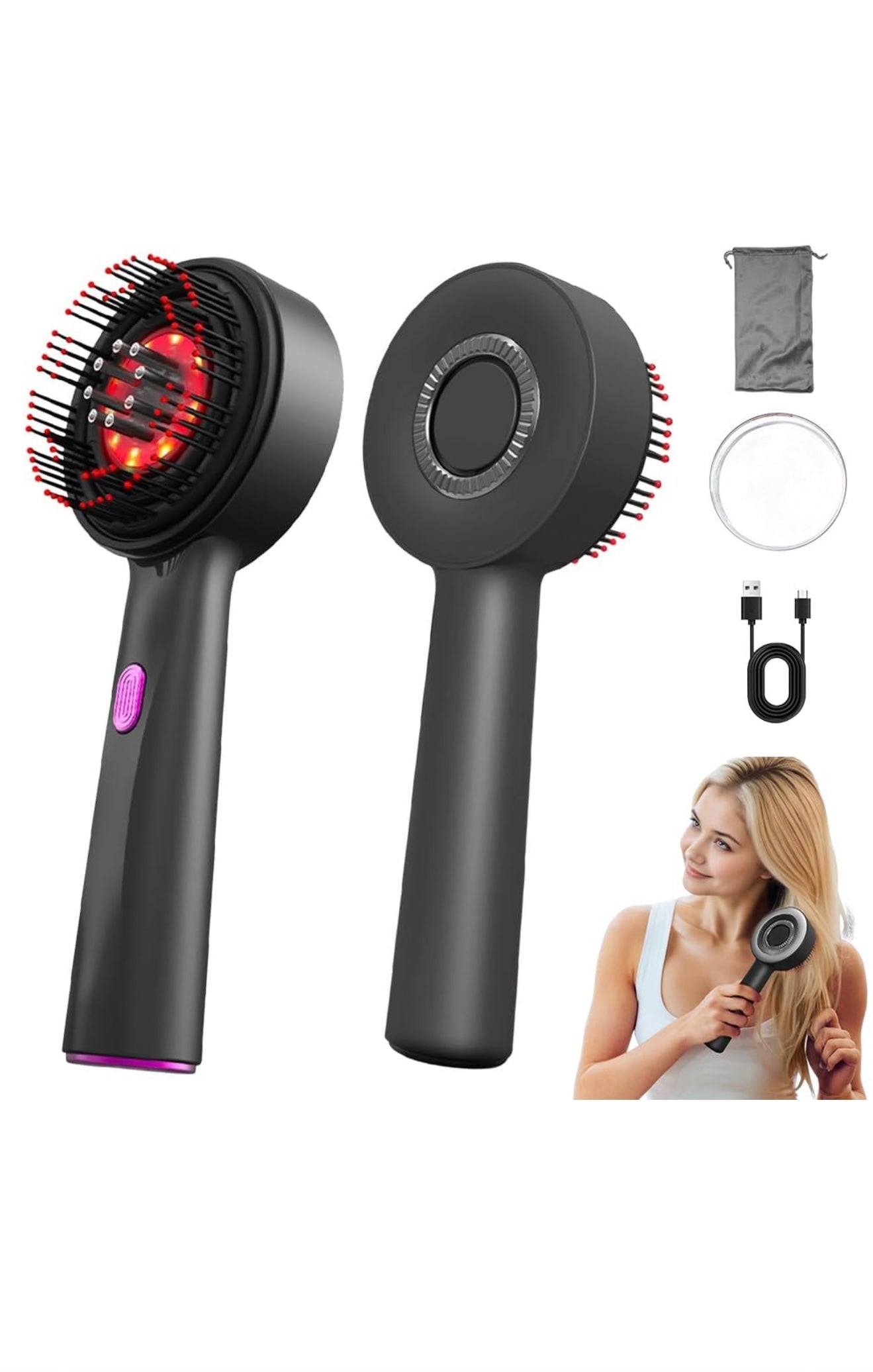 💆‍♀️🧠✨ Cepillo Masajeador Estimulante del Crecimiento Capilar 🌿💪🧴