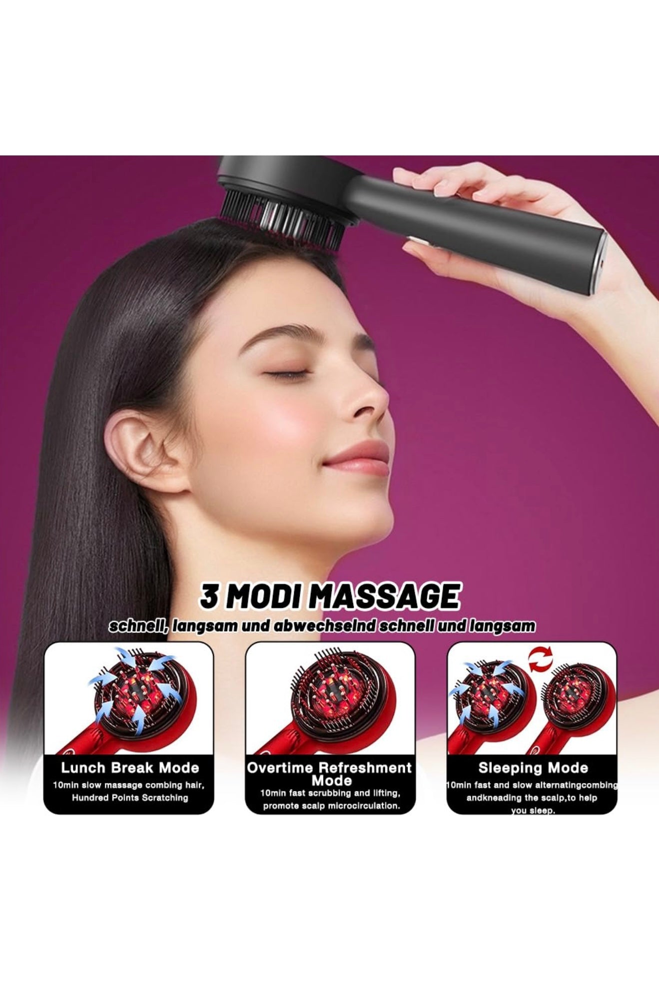 💆‍♀️🧠✨ Cepillo Masajeador Estimulante del Crecimiento Capilar 🌿💪🧴