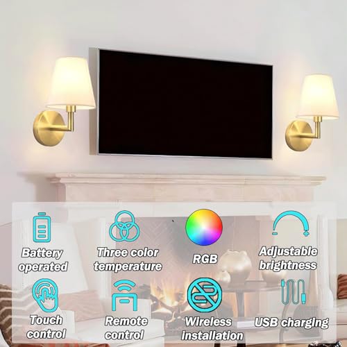 ✨💡 Apliques de Pared Recargables x2 – Sin Cableado, Regulables, 3 Tonos de Luz, Temporizador y Control Remoto ⚡🔋