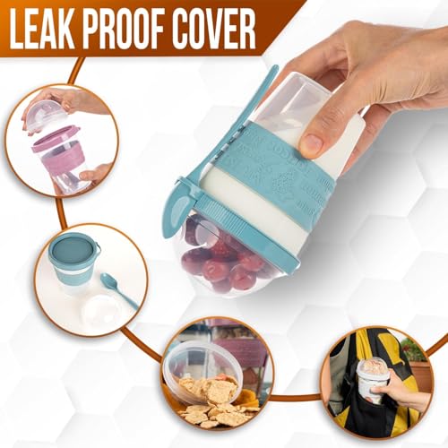 🥛 Vasos de Cereales Reutilizables con Tapa y Cuchara