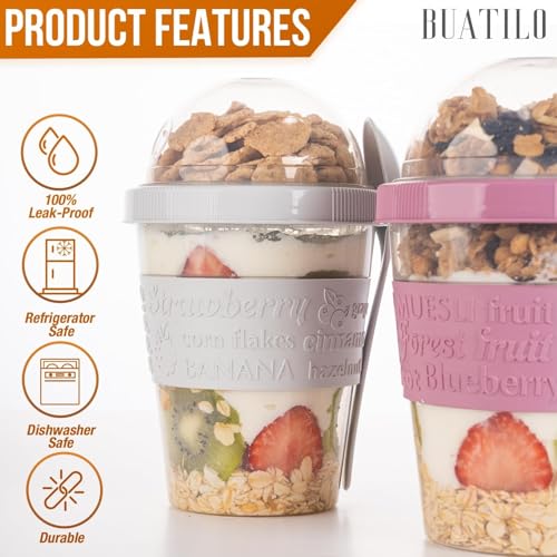 🥛 Vasos de Cereales Reutilizables con Tapa y Cuchara