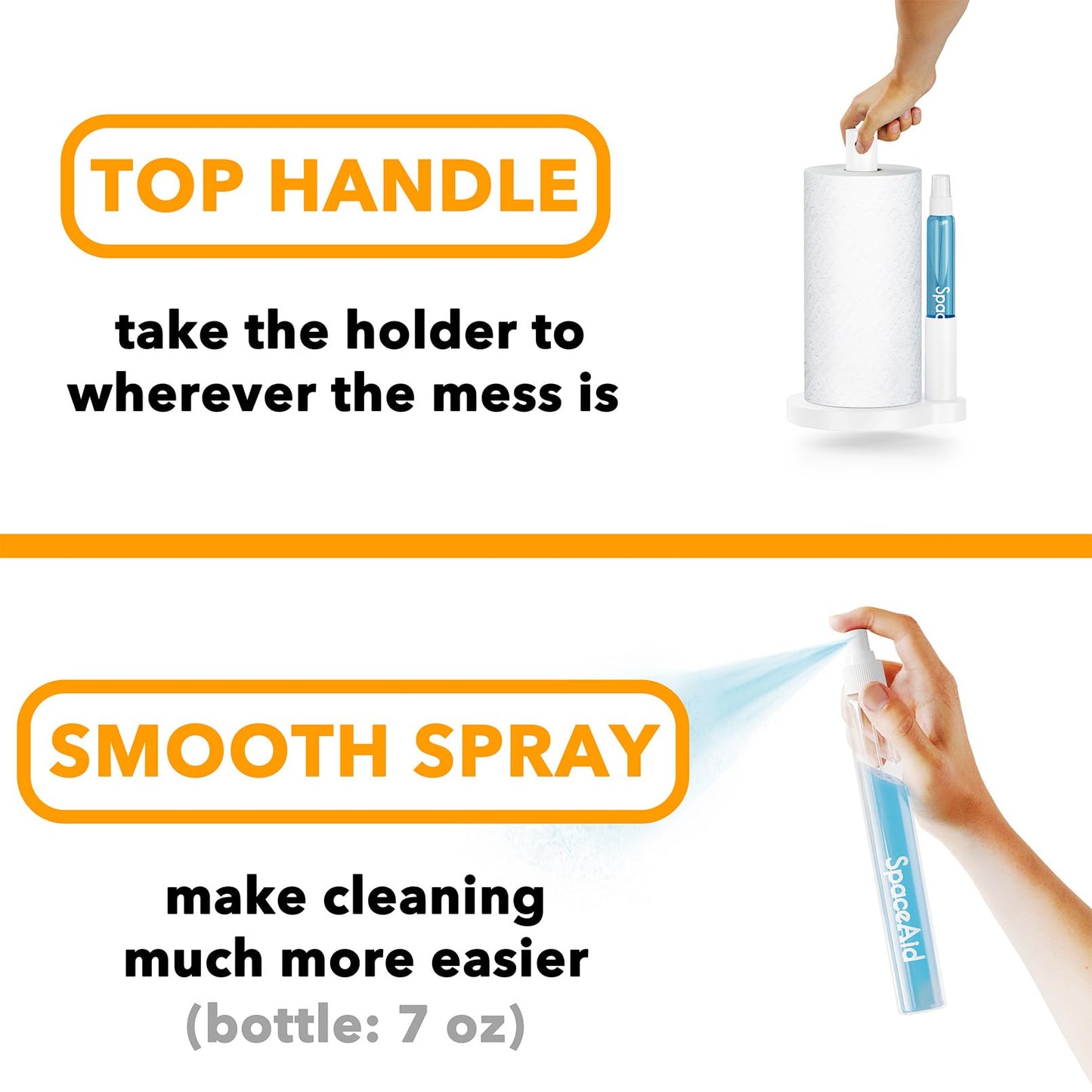 🧼 Soporte 2 en 1 para Toallas de Papel con Spray SpaceAid – Blanco