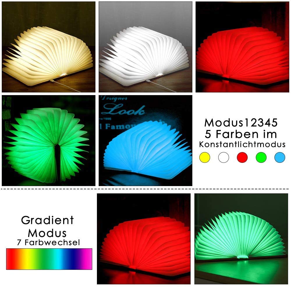 📖✨ Lámpara Libro LED – Luz Ambiental Plegable Multicolor con Carga USB y Diseño Magnético 🌈🔋