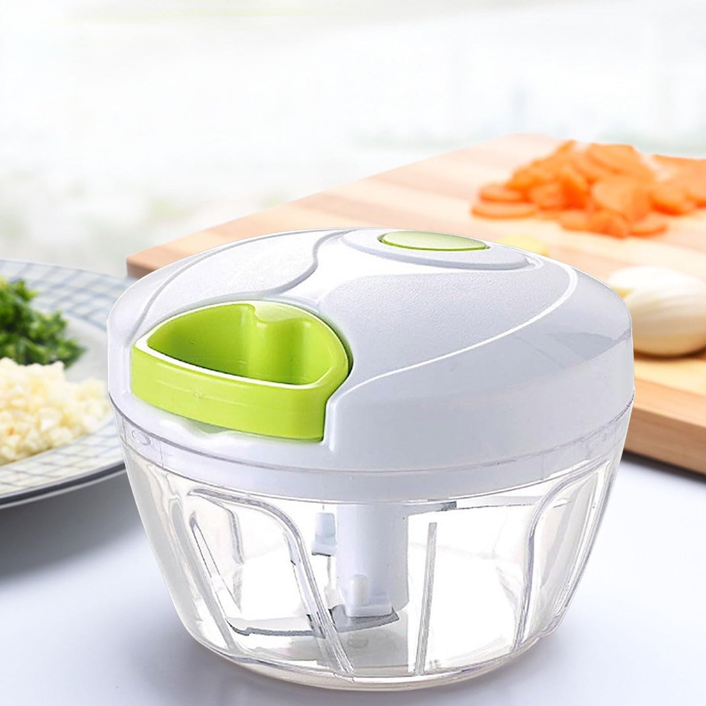 🧄⚡ Picadora Manual de Ajo y Verduras – Blanca 🥕🔪