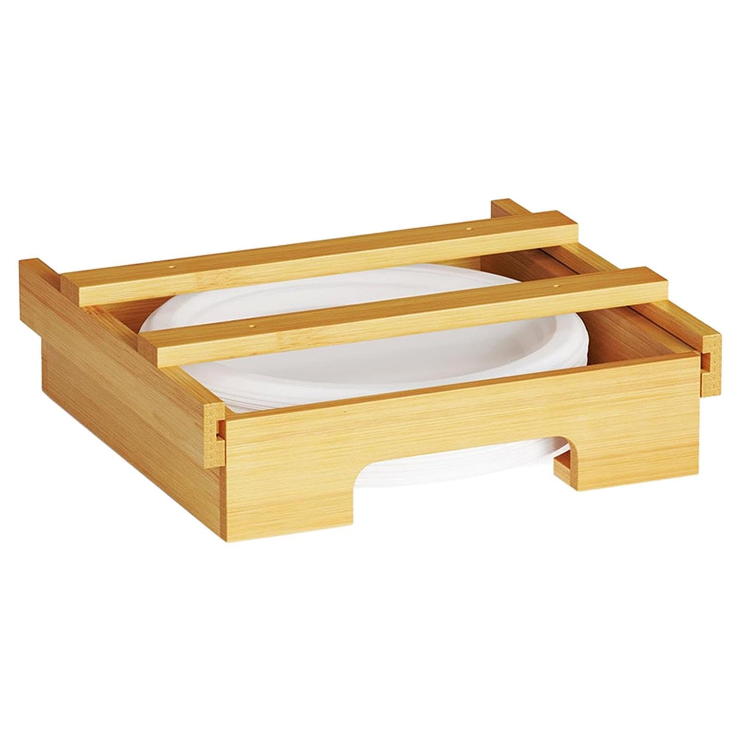 🍽️ Dispensador de Platos de Papel (Color Madera)