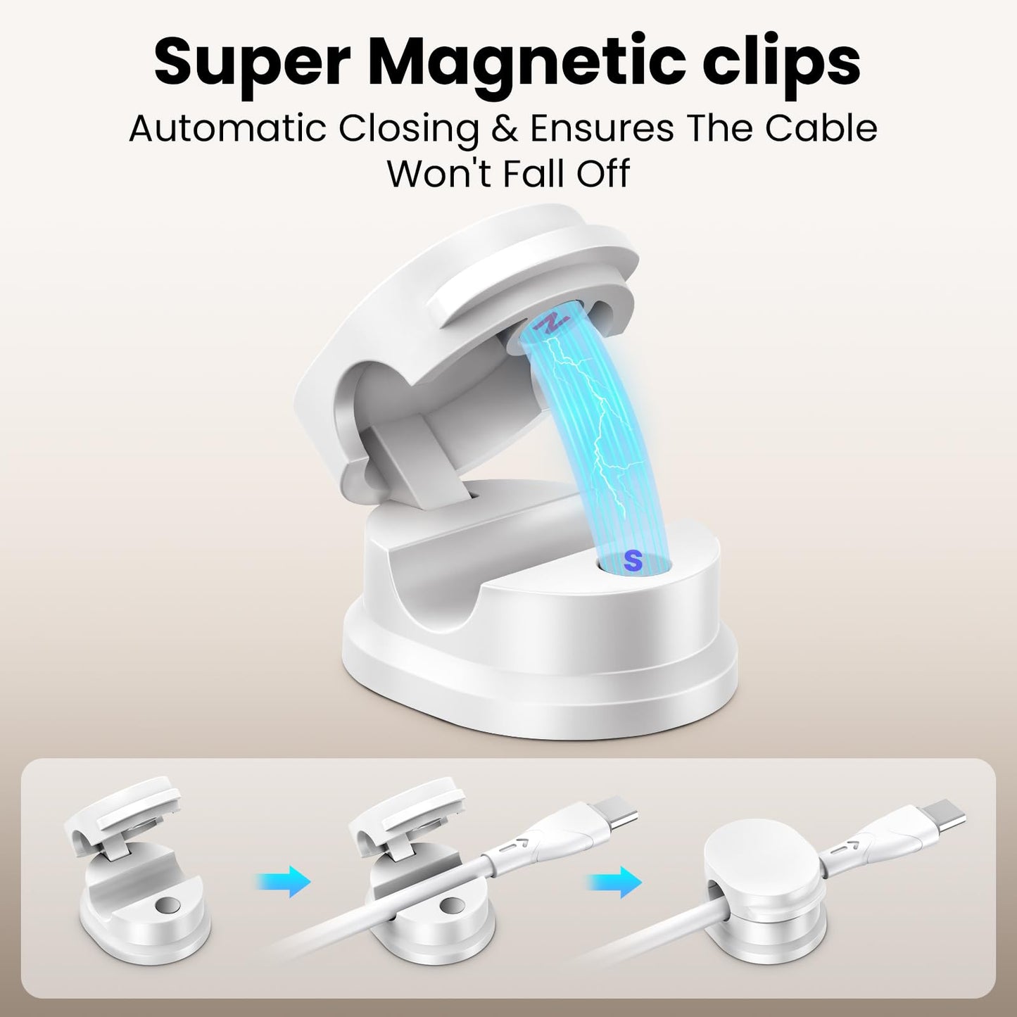 Organizador de cables– Blanco✨, 12 Pcs