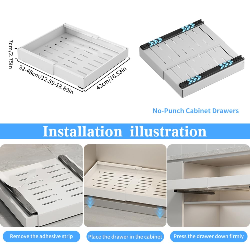 🗄️✨ Organizador de Cocina Extensible – Cajón Telescópico Blanco para Tablas y Bandejas 🥄🔪