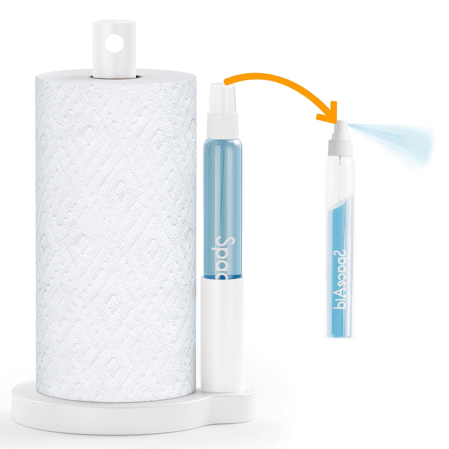 🧼 Soporte 2 en 1 para Toallas de Papel con Spray SpaceAid – Blanco