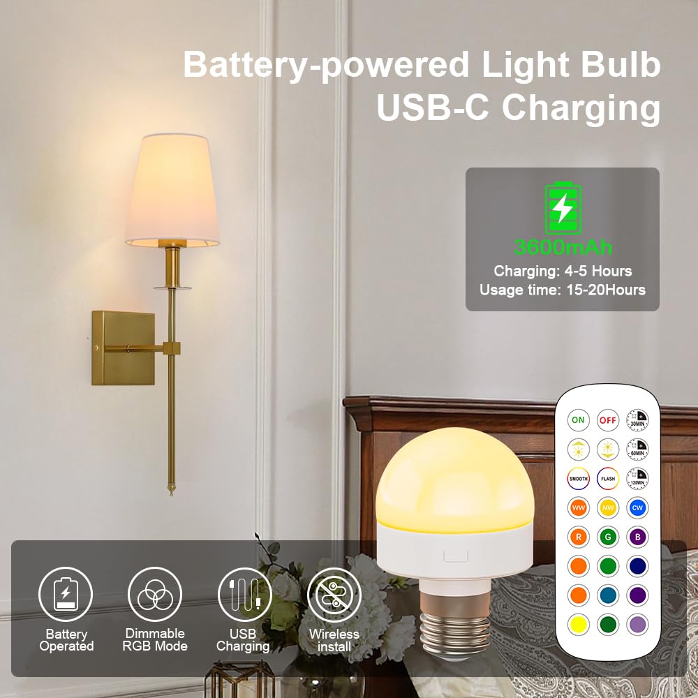 💡✨ Apliques de Pared Recargables x2 – Sin Cables, Regulables con Mando, Instalación Fácil 🎨🔋