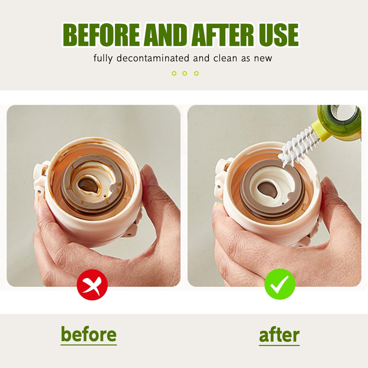 🧽 Set de 3 Cepillos de Limpieza 3 en 1 para Botellas y Tazas – Compactos, Resistentes y Súper Prácticos