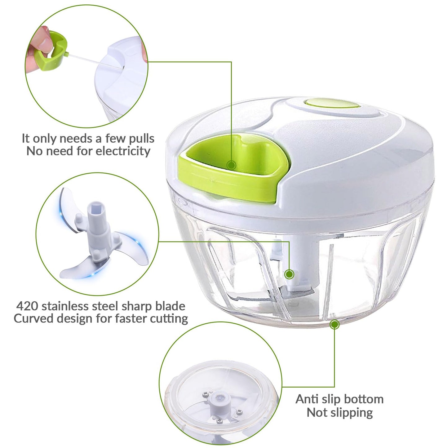 🧄⚡ Picadora Manual de Ajo y Verduras – Blanca 🥕🔪