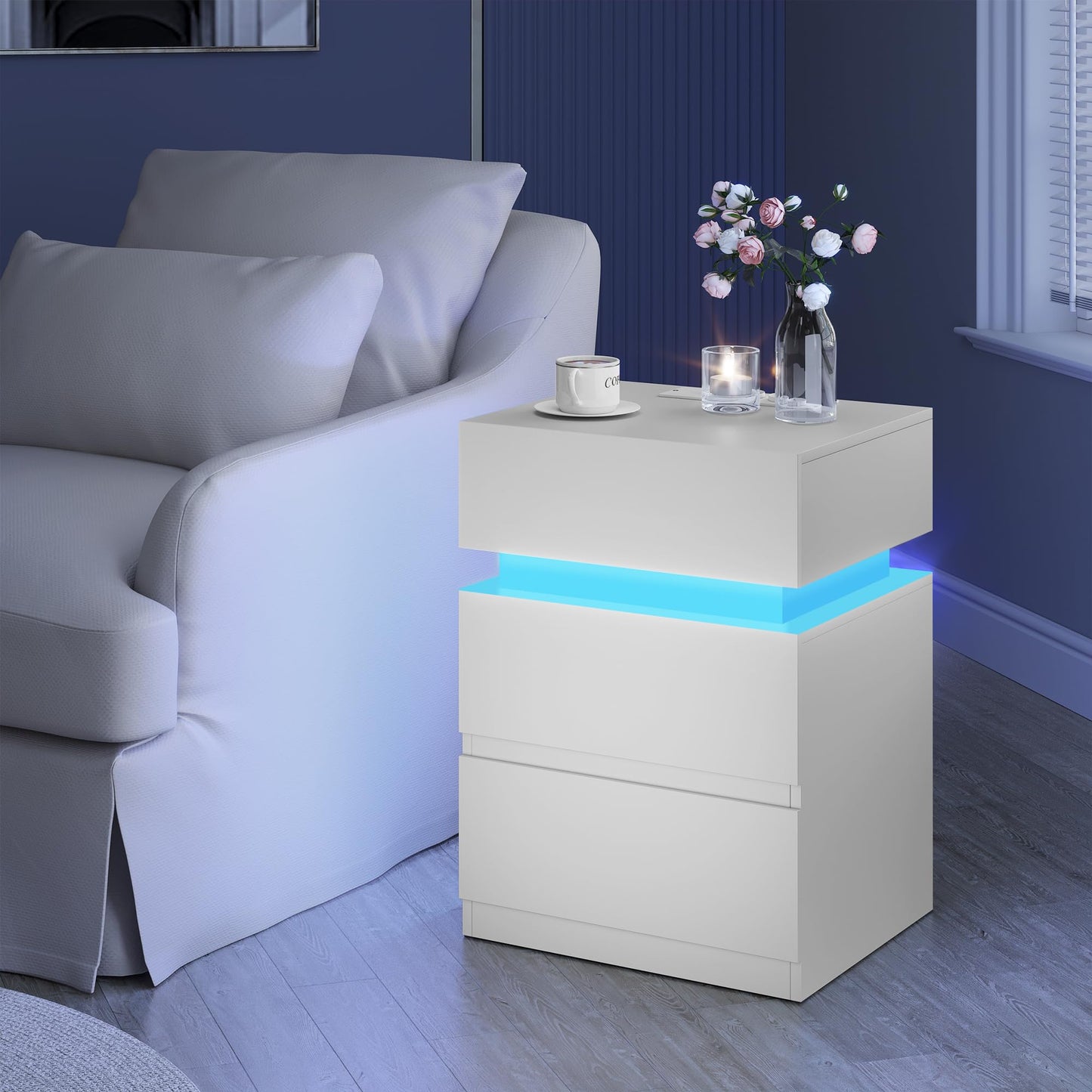 MESITA DE NOCHE CON LUZ LED