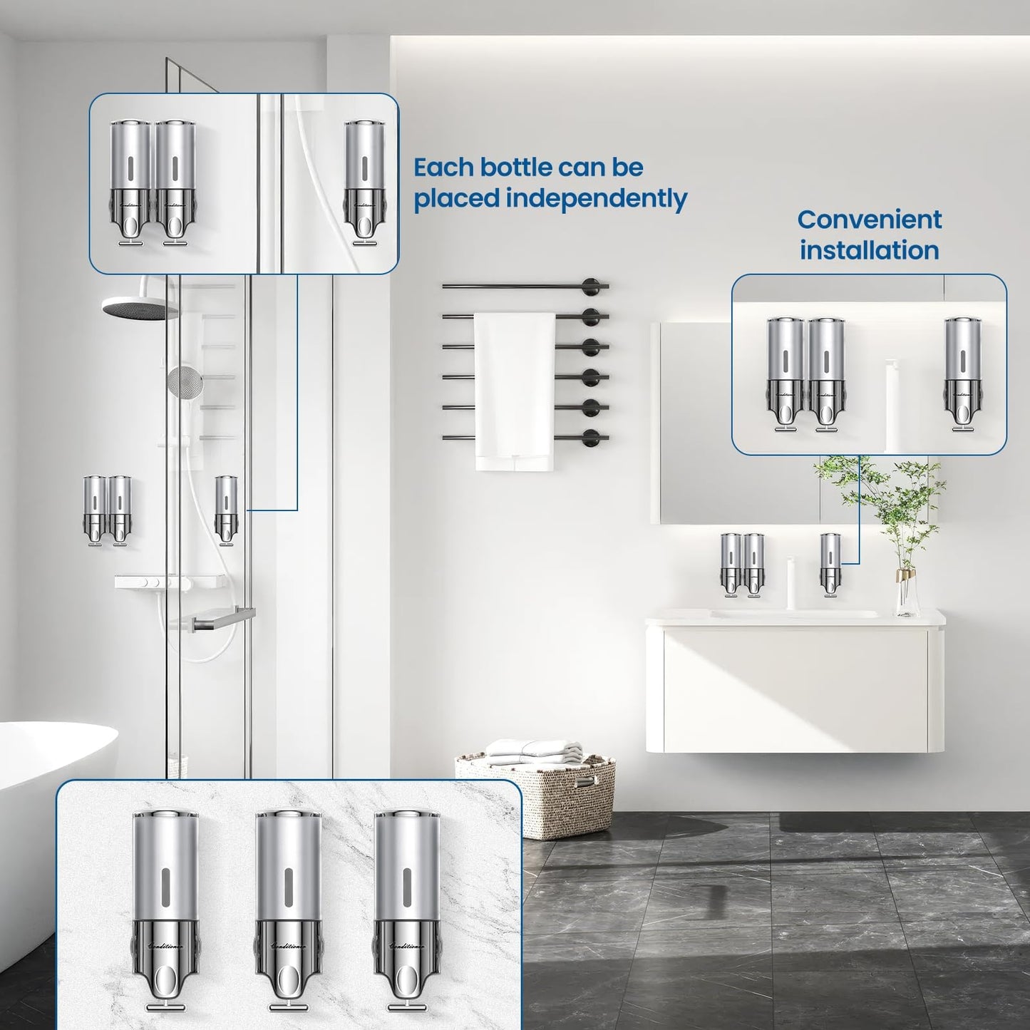 DISPENSADOR DE CHAMPÚ, TRIPLE