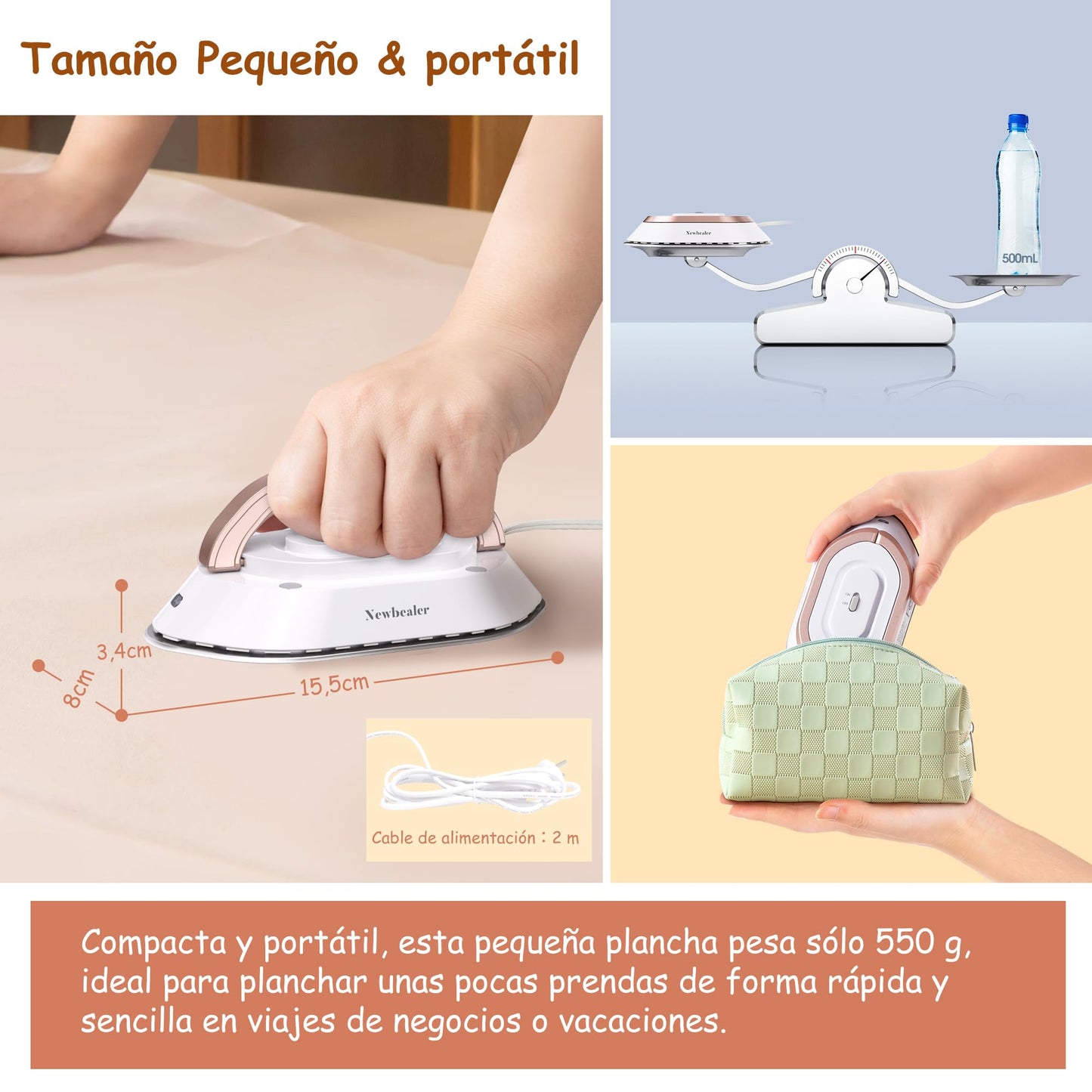 ✨🔥 Mini Plancha Portátil – Oro Compacta y Eficiente 🌍👚