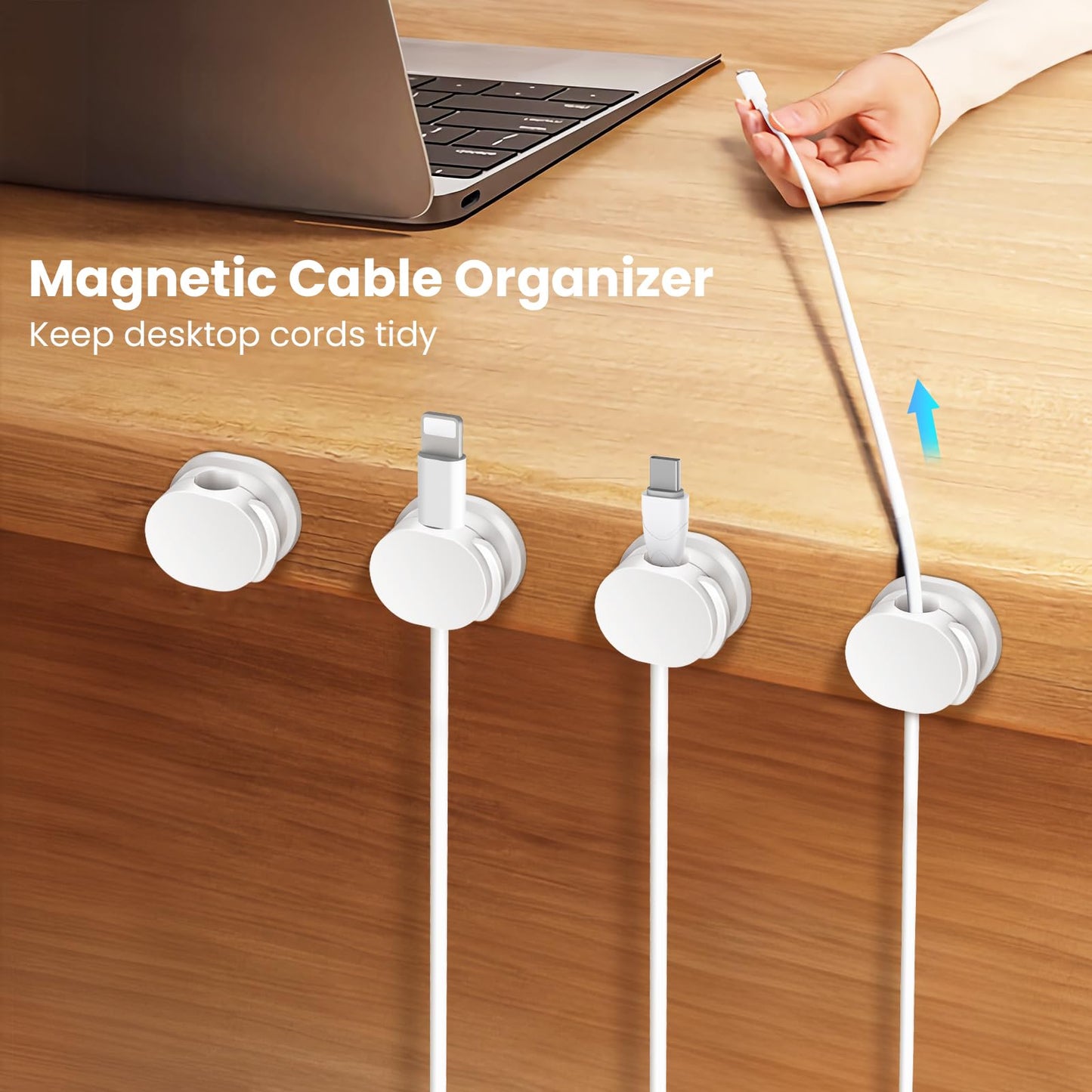 Organizador de cables– Blanco✨, 12 Pcs
