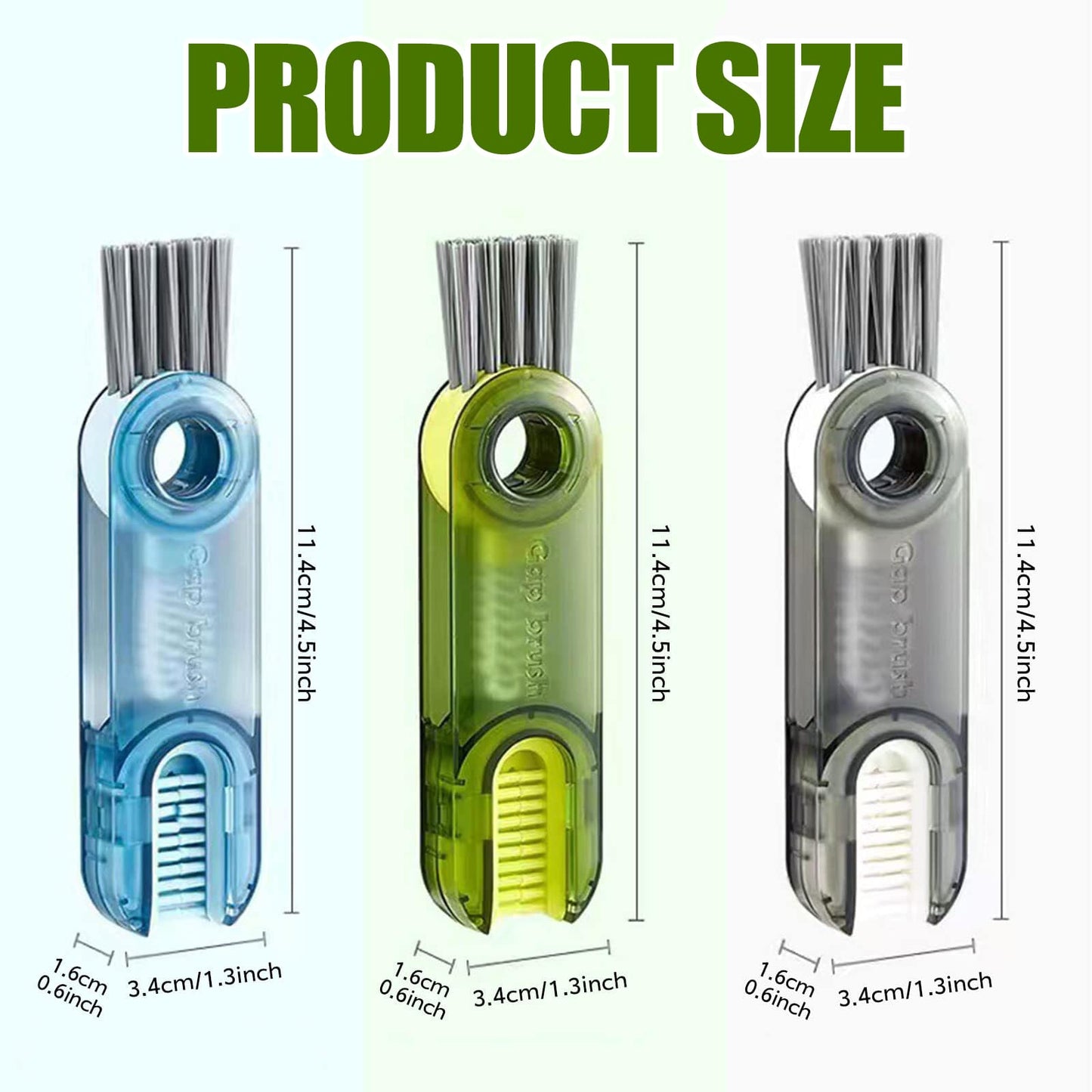 🧽 Set de 3 Cepillos de Limpieza 3 en 1 para Botellas y Tazas – Compactos, Resistentes y Súper Prácticos