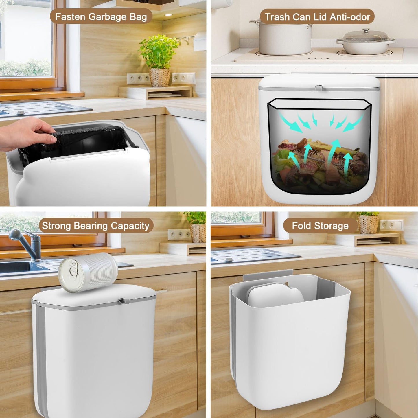 CUBO BASURA PLEGABLE, BLANCO