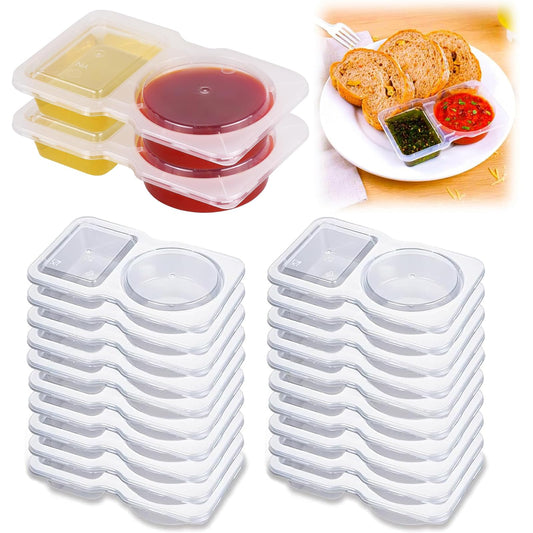 🥗 Set de 20 Contenedores Doble Compartimento Quixotical – Reutilizables, Prácticos y Sin Derrames