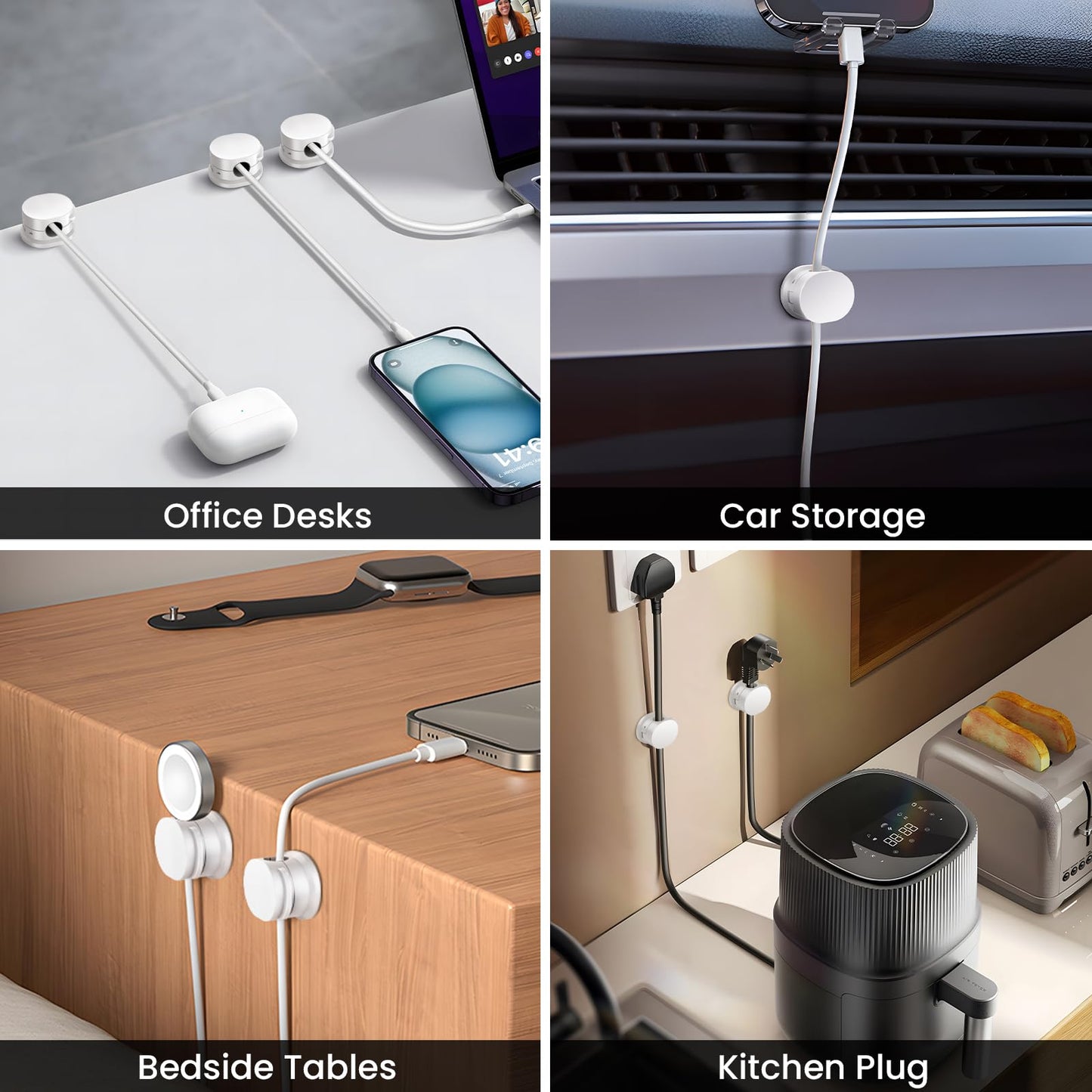 Organizador de cables– Blanco✨, 12 Pcs