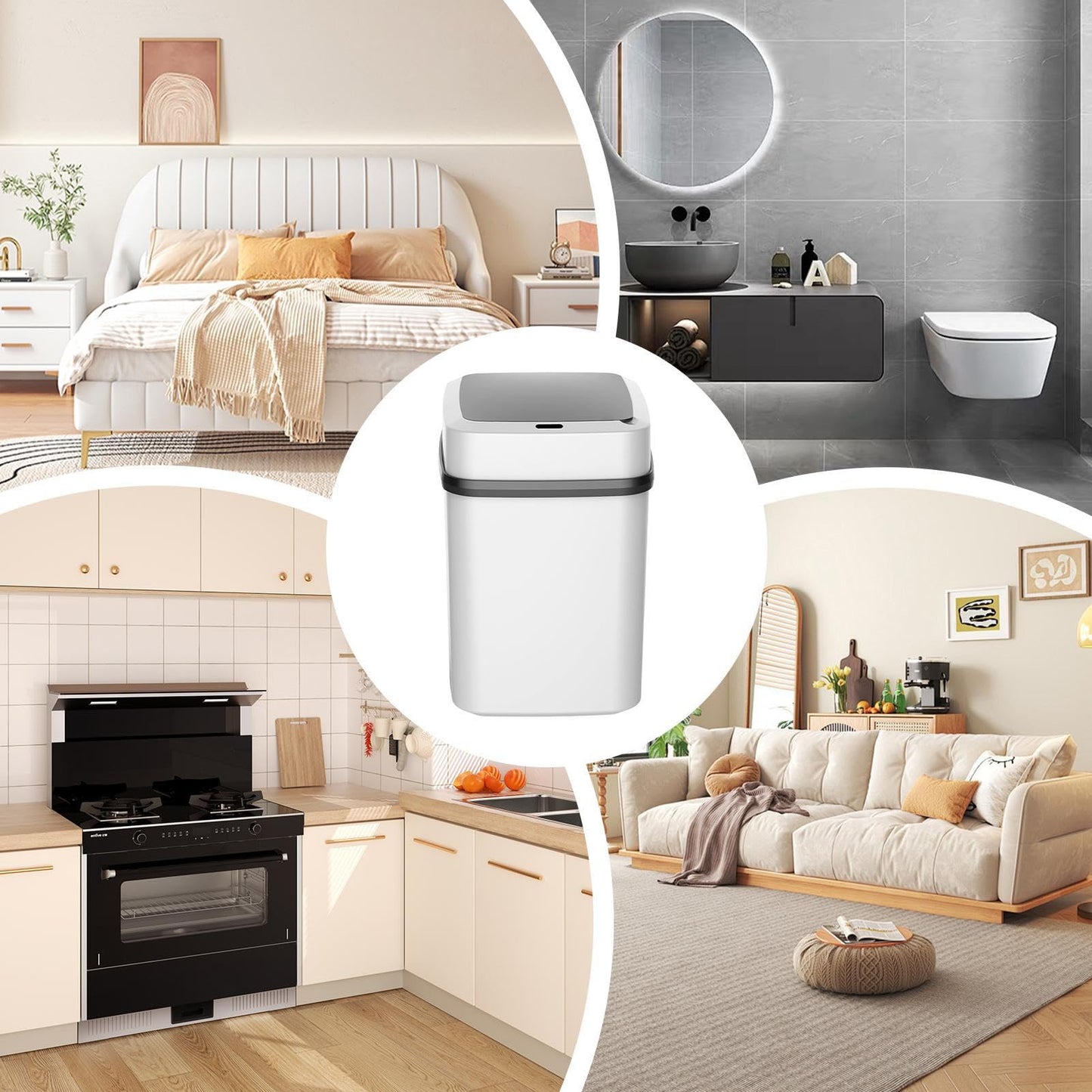 CUBO DE BASURA CON SENSOR, BLANCO