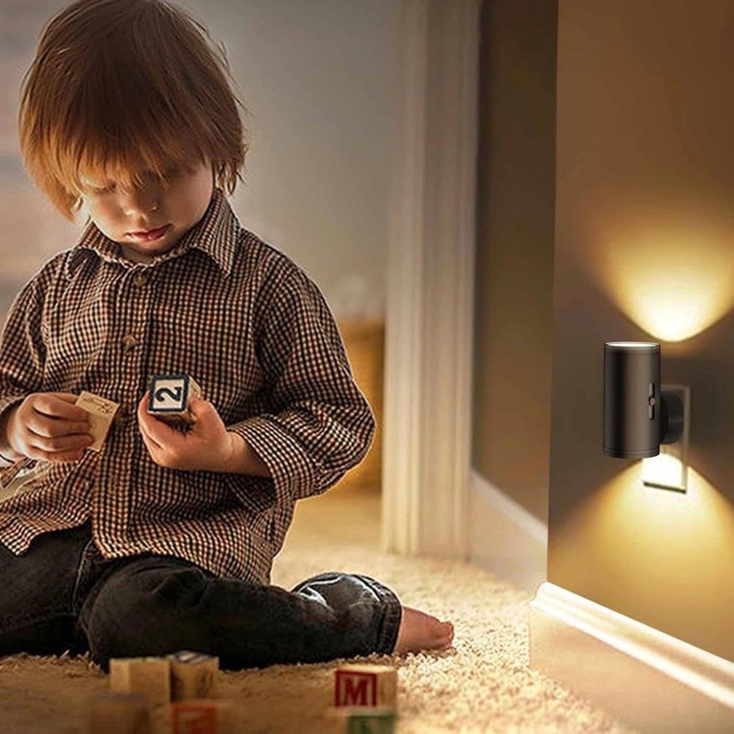 🌙💡 Luz Nocturna LED Enchufable con Sensor y Brillo Ajustable – Estilo Moderno para Dormitorio, Baño o Pasillo 🛌🚿🛤️