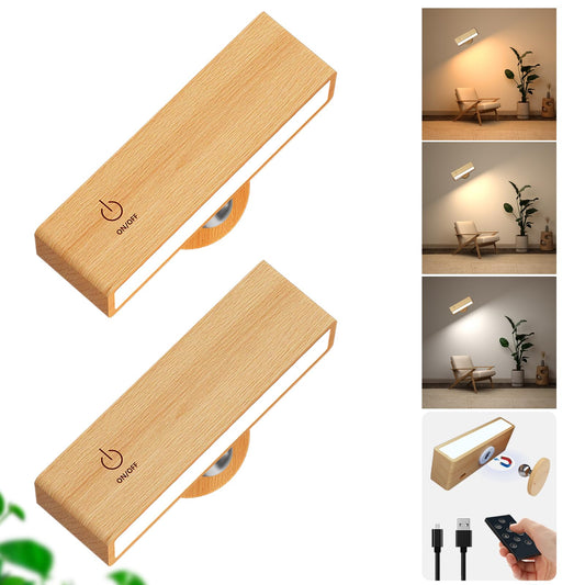 🌿💡Aplique de Pared Recargable Madera de Haya – Iluminación Sin Cable, Control Remoto, Brillo Regulable y Temporizador ⏰✨