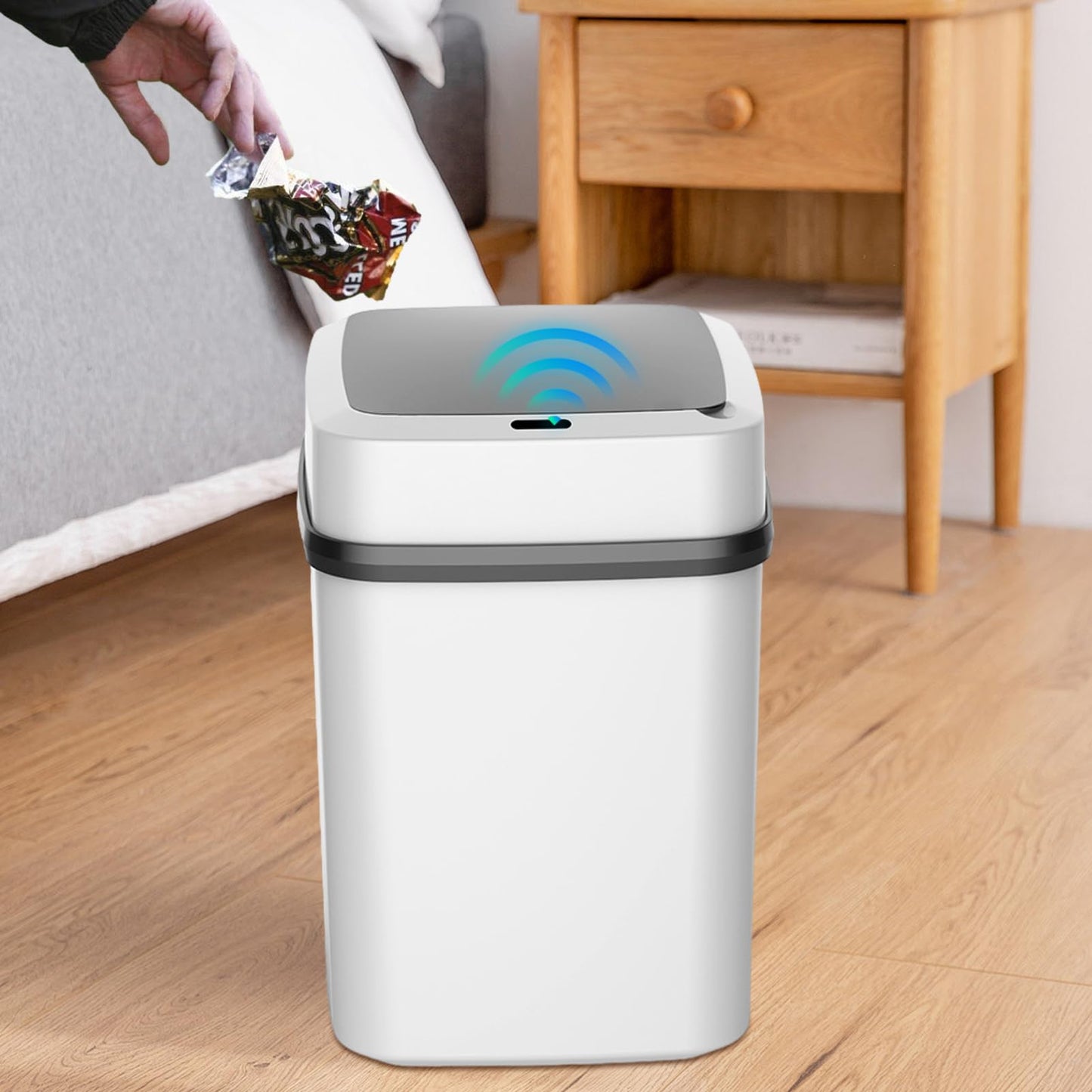 CUBO DE BASURA CON SENSOR, BLANCO