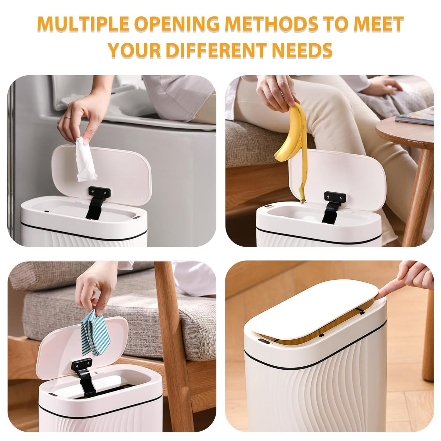 PAPELERA DE BAÑO INTELIGENTE, BLANCA