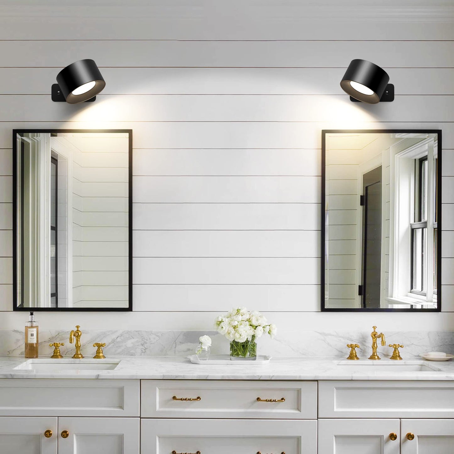 💡✨ Apliques de Pared Inalámbricos 360° con Luz LED, Táctil, Recargable USB – 3 Tonos de Luz y Brillo Ajustable 🔋🖐️