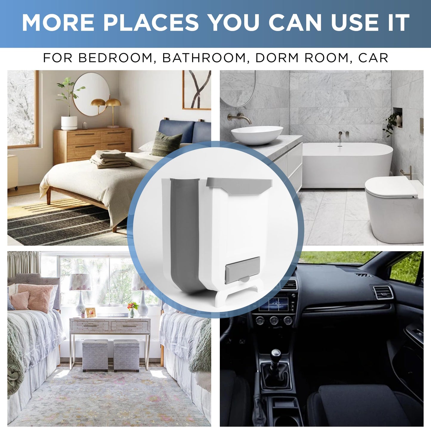 CUBO DE BASURA PLEGABLE, GRIS